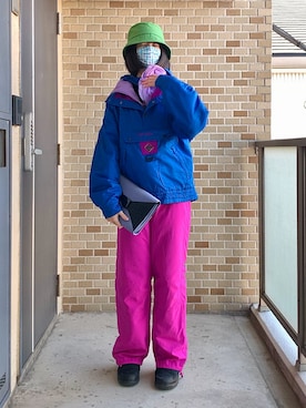 「アイテム（クラッチバッグ）」を使った、モモコ* リアルフリマ出店者さん（レディース・162cm）の冬コーディネート