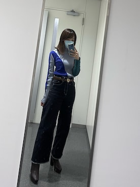 みこさんの「【PUBLIC DENIM】ハイウエストワイドストレートデニム/センタープレス入り」を使ったコーディネート