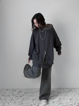 「Heather（ヘザー）のアイテム（パンツ）」を使った、　MEGUさん（レディース・154cm）の春コーディネート