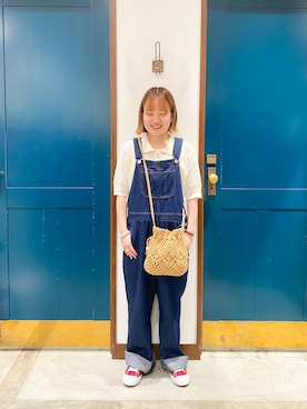 「ehka sopo（エヘカソポ）のアイテム（サロペット/オーバーオール）」を使った、カンナさん（レディース・146cm）の春コーディネート