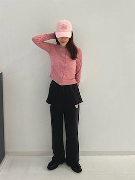 「韓国コーデ」｜「アイテム（スウェットパンツ）」を使った、YUKINOさん（レディース・156cm）の春コーディネート