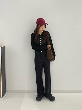 「Auntie Rosa Holiday（アンティローザホリデー）のアイテム（ニット/セーター）」を使った、YUKINOさん（レディース・156cm）の秋コーディネート