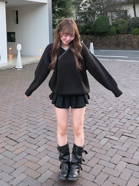 「YOLO（ヨーロ）のアイテム（ブーツ、ブラック系）」を使った、ひいなさん（レディース・165cm）の秋コーディネート
