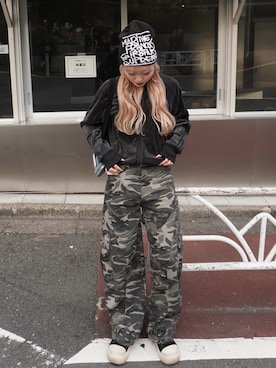 「Supreme （シュプリーム）のアイテム（帽子）」を使った、ひいなさん（レディース・165cm）の春コーディネート