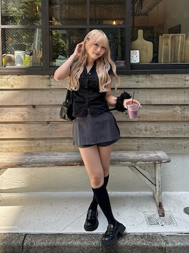 「YOLO（ヨーロ）のアイテム（トップス、ホワイト系）」を使った、ひいなさん（レディース・165cm）の春コーディネート