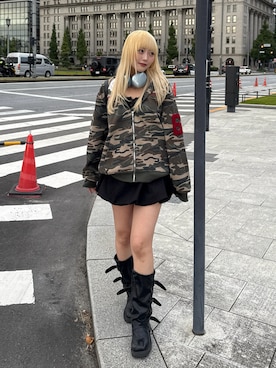 「アイテム（パーカー）」を使った、ひいなさん（レディース・165cm）の秋コーディネート