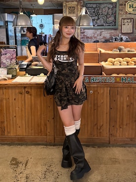 「アイテム（ブーツ）」を使った、ひいなさん（レディース・165cm）の夏コーディネート