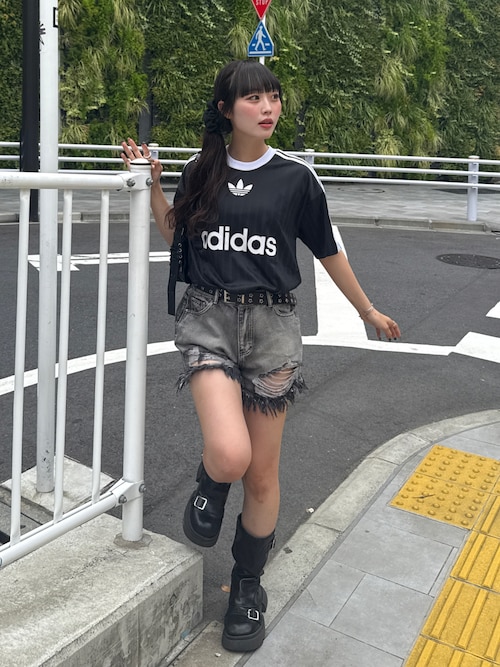 【Adidas】★旬コーデに映える編みショートTシャツ i_am_otome｜adidasのTシャツ/カットソーを使ったコーディネート