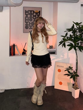 「YOLO（ヨーロ）のアイテム（シューズ、ホワイト系）」を使った、ひいなさん（レディース・165cm）の夏コーディネート