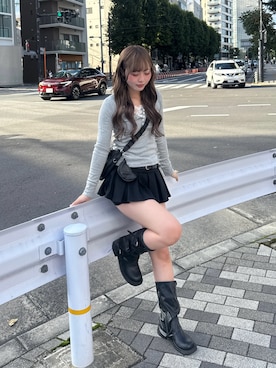 「YOLO（ヨーロ）のアイテム（ブーツ、ブラック系）」を使った、ひいなさん（レディース・165cm）の秋コーディネート