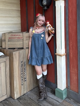 「SHEINのアイテム（ワンピース/ドレス、ブルー系）」を使った、ひいなさん（レディース・165cm）の夏コーディネート