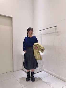 「アイテム（ステンカラーコート）」を使った、まほさん（骨格ウェーブ・レディース・158cm）の冬コーディネート