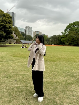 「FREE'S MART（フリーズマート）のプリントシアーインナー（Tシャツ/カットソー）」を使った、90min06さん（レディース・152cm・20代）の秋コーディネート