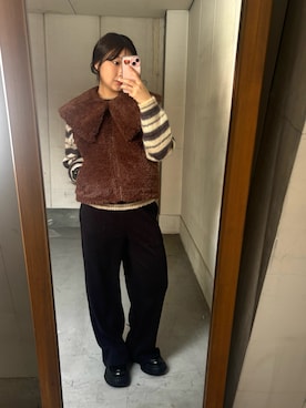 「アイテム（その他アウター、グリーン系）」を使った、hikariさん（レディース・156cm）の秋コーディネート