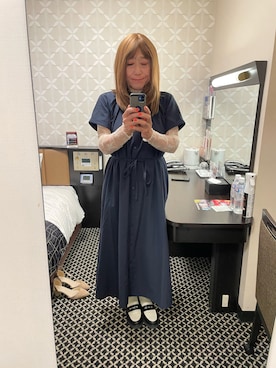 「アイテム（ワンピース/ドレス、ブルー系）」を使った、risaさん（メンズ・167cm）の春コーディネート