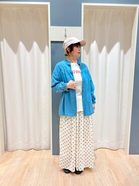 「サマンサ モスモス(Samansa Mos2)」｜「アイテム（キャップ）」を使った、Nさん𖤐⸒⸒さん（レディース・158cm）の春コーディネート