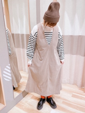 「Samansa Mos2 blue（サマンサモスモスブルー）のアイテム（ニットキャップ/ビーニー）」を使った、Nさん𖤐⸒⸒さん（レディース・158cm）の秋コーディネート