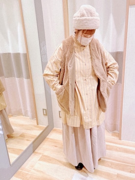 「スタッフコーデ」｜「アイテム（ニットキャップ/ビーニー）」を使った、Nさん𖤐⸒⸒さん（レディース・158cm）の秋コーディネート