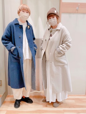 「Samansa Mos2 blue（サマンサモスモスブルー）のアイテム（ニットキャップ/ビーニー）」を使った、Nさん𖤐⸒⸒さん（レディース・158cm）の冬コーディネート