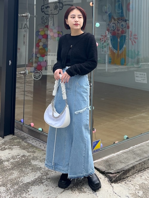 パネルデニムタイトスカート｜ウォッシャブル（デニムスカート