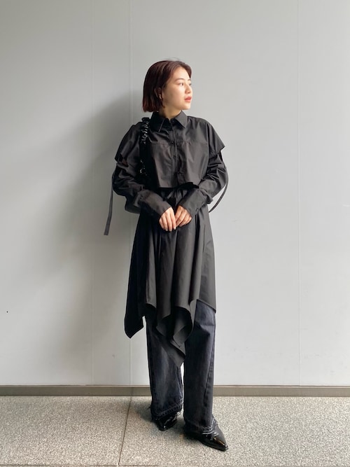 ランダムカットレイヤードシャツワンピース- キャミワンピース