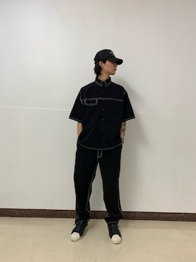 「DANKE SCHON（ダンケシェーン）のDankeSchon/ダンケシェーン/0ステッチ撥水SN ペインターパンツ（その他パンツ）」を使った、大内陽心さん（メンズ・173cm）の春コーディネート