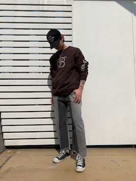 「BlackEyePatch（ブラックアイパッチ）のアイテム」を使った、大内陽心さん（メンズ・173cm）の春コーディネート