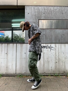 「柄シャツ」｜大内陽心さん（メンズ・173cm）の夏コーディネート