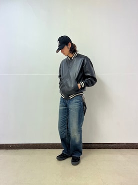 「DANKE SCHON（ダンケシェーン）のアイテム（スタジャン）」を使った、大内陽心さん（メンズ・173cm）の秋コーディネート