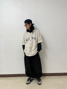 「WHITELAND（ホワイトランド）のアイテム（パンツ）」を使った、大内陽心さん（メンズ・173cm）の春コーディネート