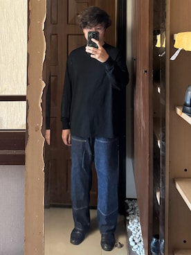 「COMOLI（コモリ）のアイテム（トップス）」を使った、Jimmy Wangさん（メンズ・170cm）の秋コーディネート
