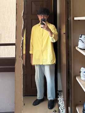 「CASEY CASEY（ケイシーケイシー）のCasey Casey saint louis shirt butter（シャツ/ブラウス、イエロー系）」を使った、Jimmy Wangさん（メンズ・170cm）の夏コーディネート