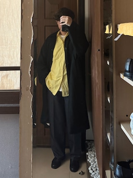 「CASEY CASEY（ケイシーケイシー）のCasey Casey saint louis shirt butter（シャツ/ブラウス、イエロー系）」を使った、Jimmy Wangさん（メンズ・170cm）の秋コーディネート