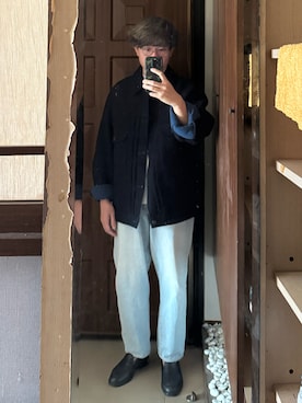 「COMOLI（コモリ）のアイテム」を使った、Jimmy Wangさん（メンズ・170cm）の秋コーディネート
