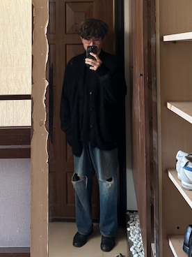 「COMOLI（コモリ）のアイテム（パンツ）」を使った、Jimmy Wangさん（メンズ・170cm）の夏コーディネート