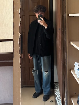 「COMOLI（コモリ）のアイテム（パンツ）」を使った、Jimmy Wangさん（メンズ・170cm）の夏コーディネート