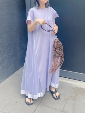 「アイテム（ワンピース/ドレス、パープル系）」を使った、satomiさん（レディース・150cm）の夏コーディネート
