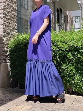 「アイテム（ワンピース/ドレス、パープル系）」を使った、satomiさん（レディース・150cm）の夏コーディネート