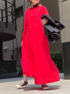 「レッド」｜「アイテム（ブルゾン）」を使った、satomiさん（レディース・150cm）の春コーディネート