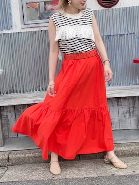 「カラー×コーデ」｜「アイテム（スカート）」を使った、satomiさん（レディース・150cm）の夏コーディネート