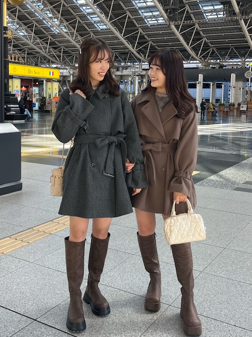 NICE CLAUP マルチミドルコートグレーS