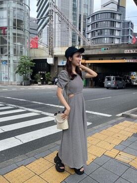 「one after another NICE CLAUP（ワンアフターアナザーナイスクラップ）のアイテム（キャップ）」を使った、iammiyuuuuuさん（レディース・164cm）の夏コーディネート