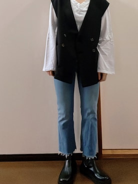 「tiptop（ティップトップ）のアイテム（ノーカラージャケット）」を使った、cococonut58さん（レディース・165cm）の春コーディネート