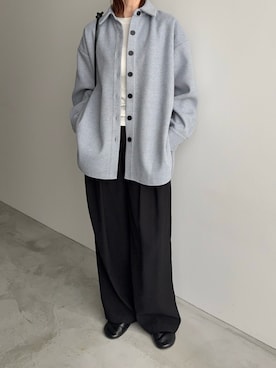 「meilmada（メイルマダ）のツータックワイドスラックスパンツ（スラックス、ブラック系）」を使った、haraさん（レディース・166cm）の秋コーディネート