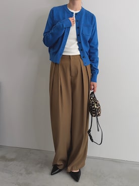 「アイテム（スラックス）」を使った、haraさん（骨格ウェーブ・レディース・166cm）の秋コーディネート