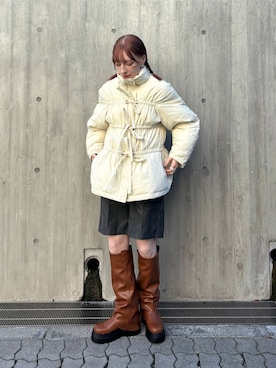 「KBF（ケイビーエフ）のカバーデザインロングブーツ（ブーツ）」を使った、こりさん（レディース・160cm）の秋コーディネート