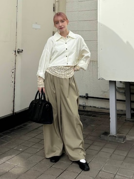 「KBF（ケイビーエフ）のWIDEワイドパンツ（その他パンツ）」を使った、こりさん（レディース・160cm）の冬コーディネート