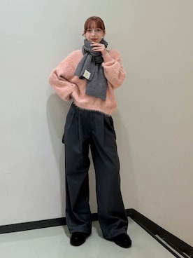 「KBF（ケイビーエフ）のアイテム（スラックス）」を使った、こりさん（レディース・160cm）の冬コーディネート