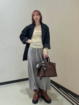 「KBF（ケイビーエフ）のカバーデザインロングブーツ（ブーツ）」を使った、こりさん（レディース・160cm）の冬コーディネート
