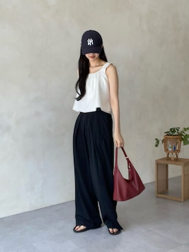 「アイテム（バッグ、レッド系）」を使った、yukinaさん（レディース・171cm）の夏コーディネート